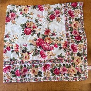 April Cornell 50” square roses framed table cloth table lines